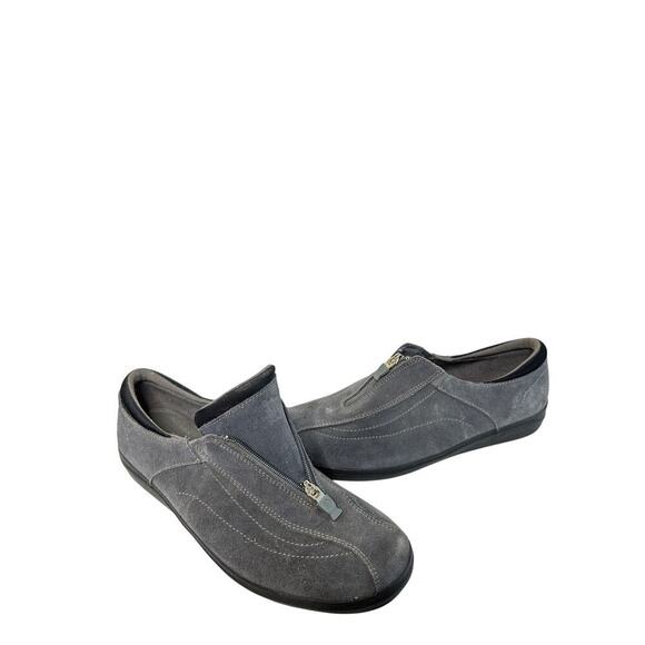 Grasshoppers Size 9.5 Gray Stretch Plus Zip Up Slipon Shoe Loafer Comfort Travel - Picture 2 of 10